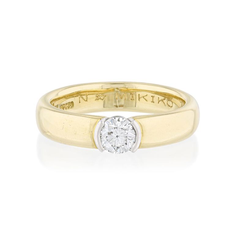 18k Yellow Gold and Platinum Diamond Band