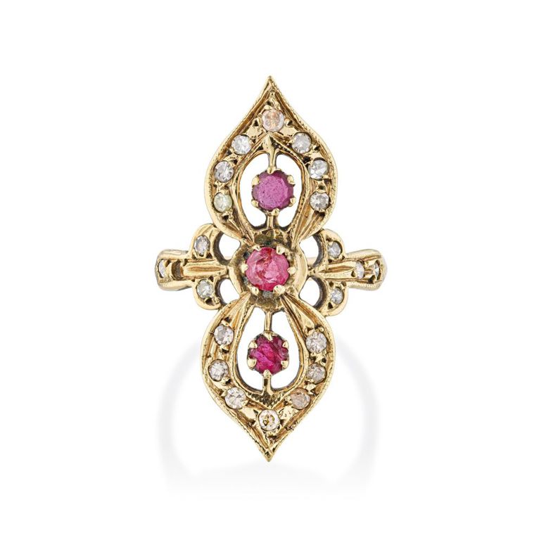 14k Yellow Gold Ruby and Diamond Ring