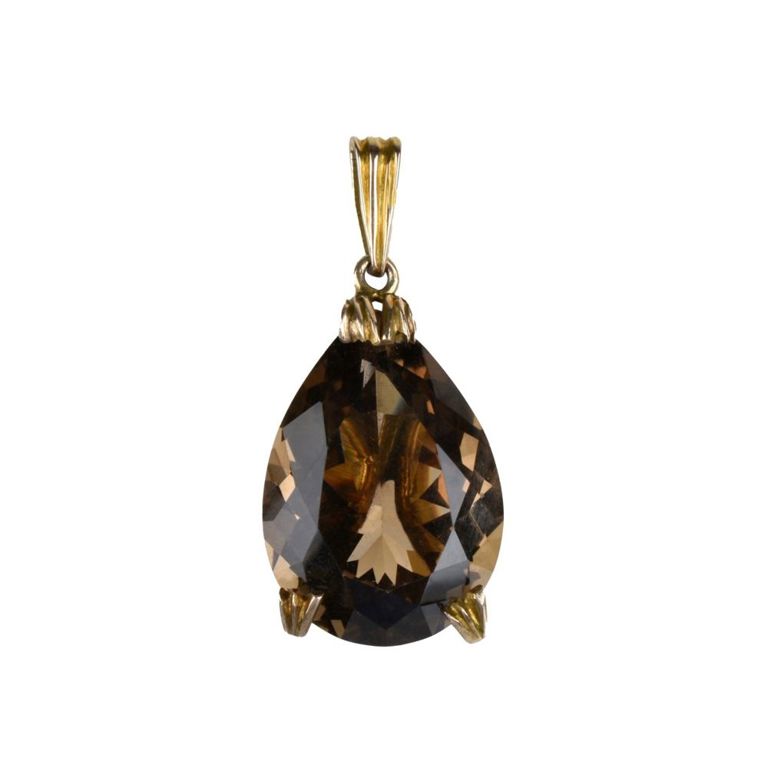 14k Yellow Gold Smokey Quartz Pendant