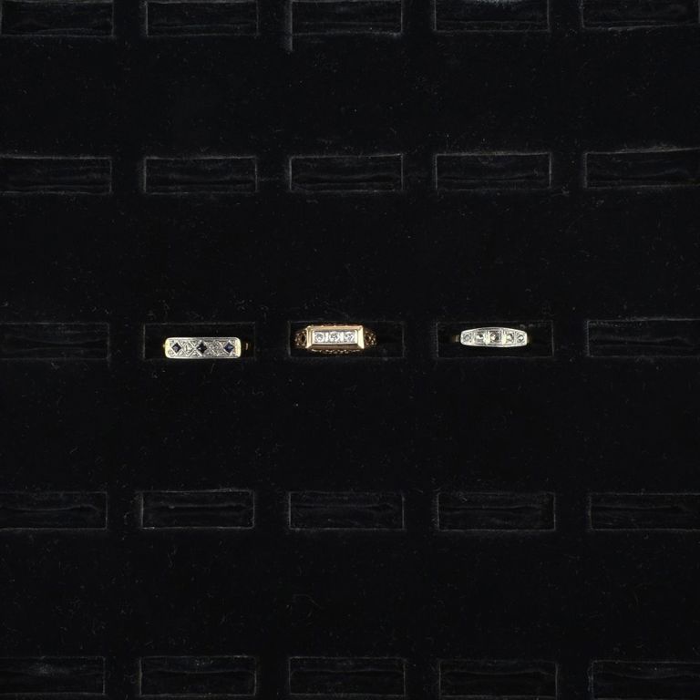 18k Yellow Gold Diamond and Sapphire Rings