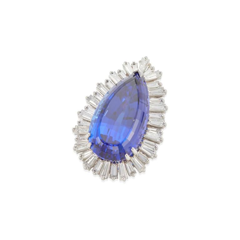 Platinum Tanzanite and Diamond Pendant