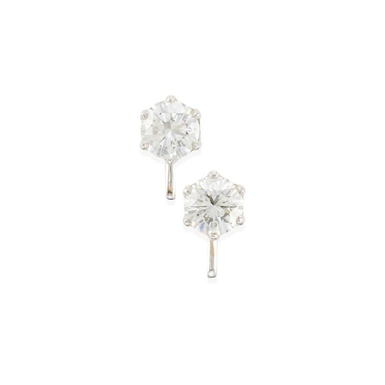Platinum Diamond Solitaire Earclips