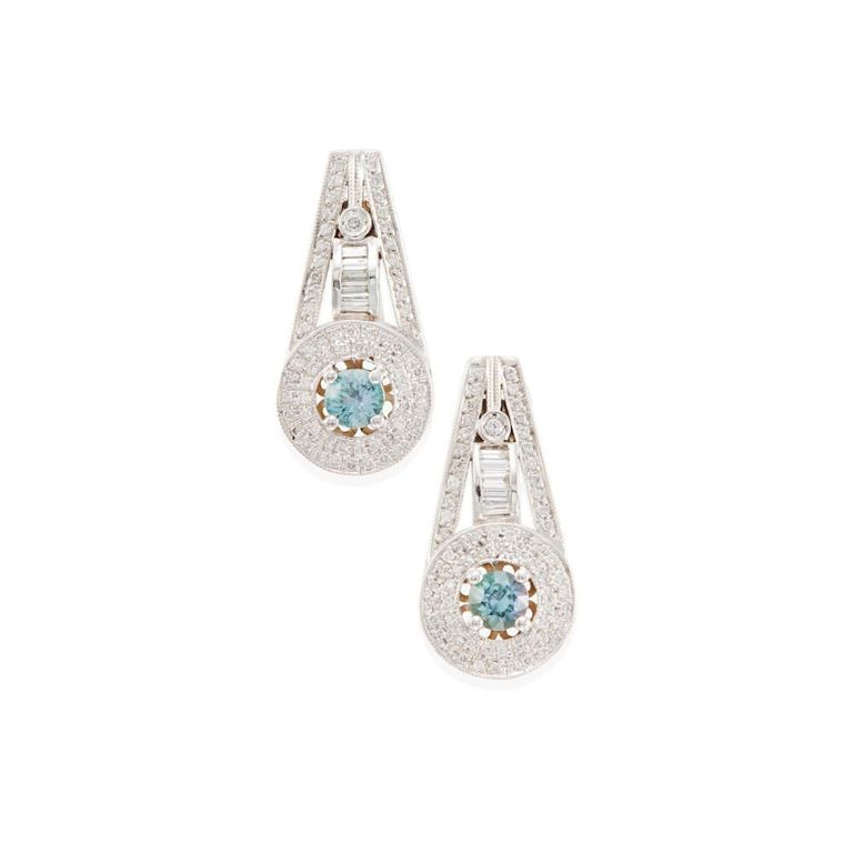 14k White Gold Gem-Set Earrings