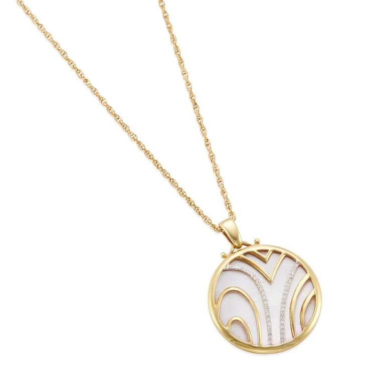 Mother-of-Pearl and Diamond Pendant Necklace