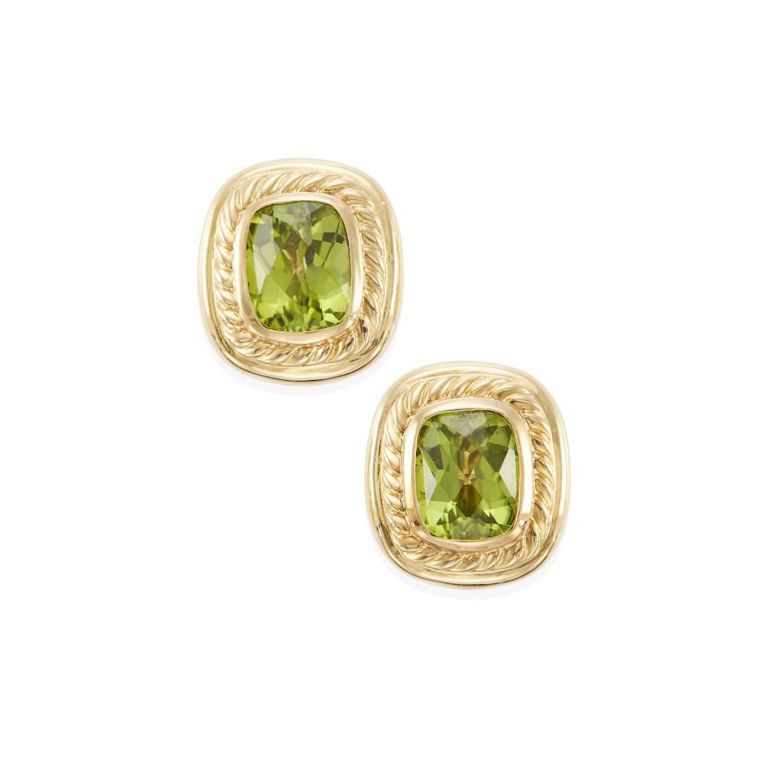 18k Gold and Peridot Earclips