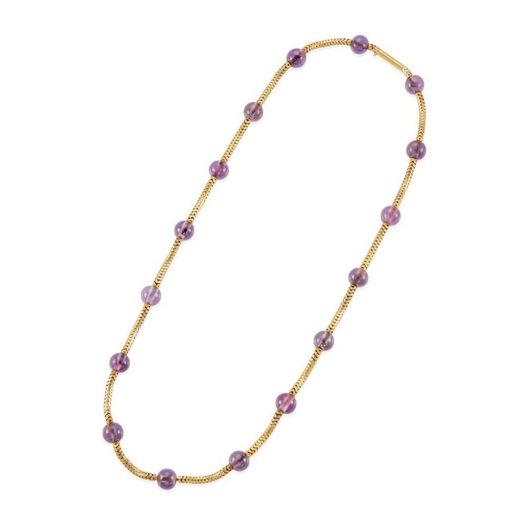 18k Gold and Amethyst Bead Necklace