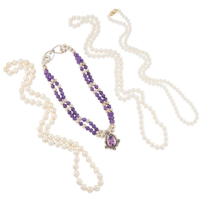 Cultured Pearl and Amethyst Necklaces