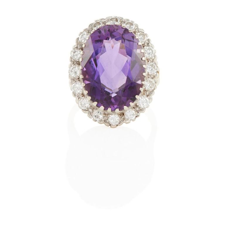 14k Gold, Amethyst and Diamond Ring
