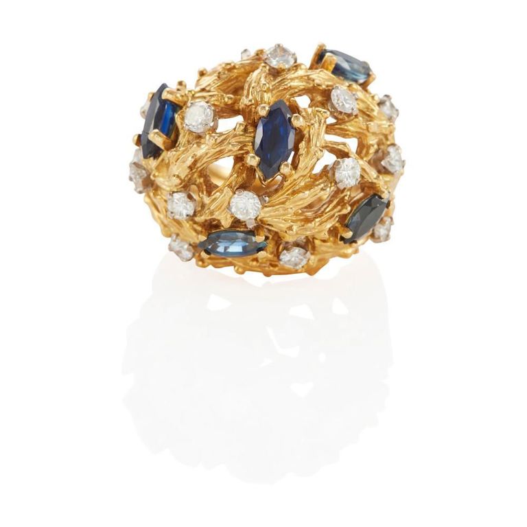 18k Gold, Sapphire and Diamond Ring