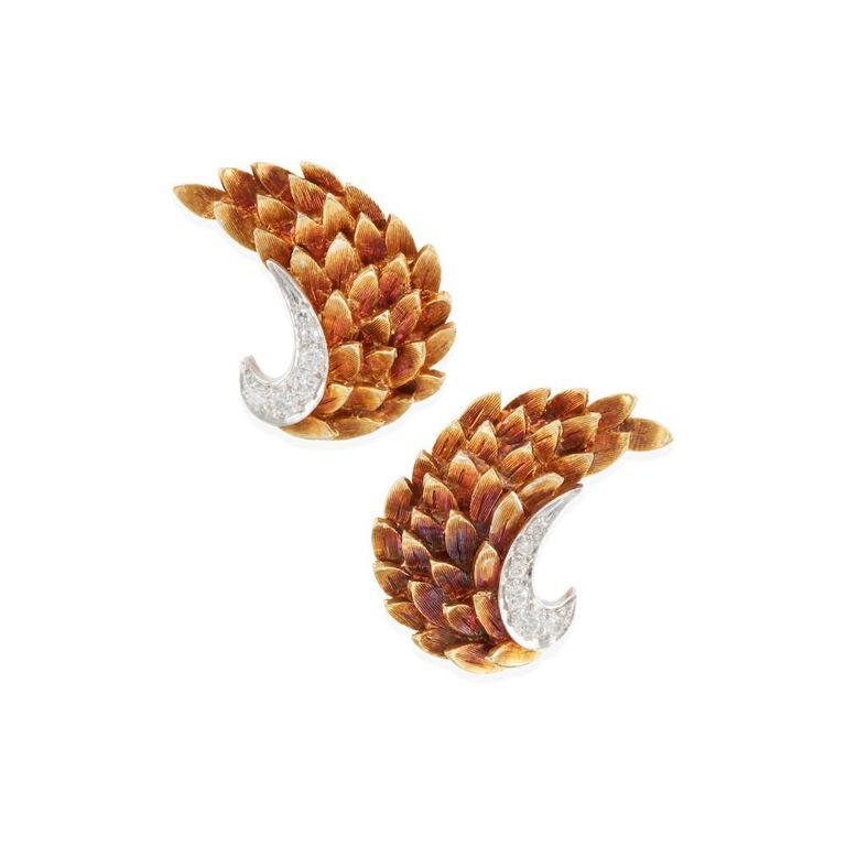 18k Gold and Diamond Earclips