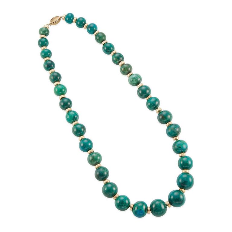 14k Gold Chrysocolla Bead Necklace
