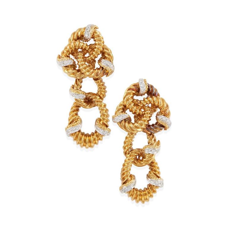18k Yellow Gold Diamond Earclips