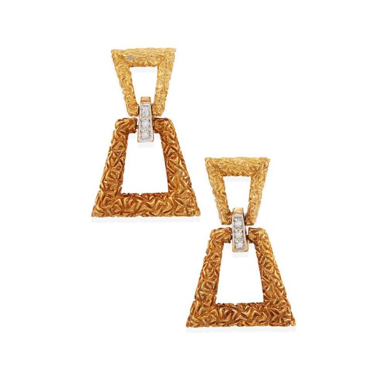 18k Yellow Gold Diamond Earclips