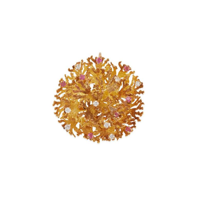 Ruby and Diamond Pendant Brooch