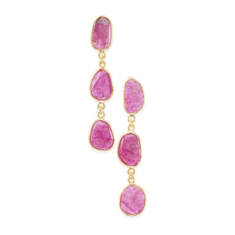18k Yellow Gold Ruby Earrings