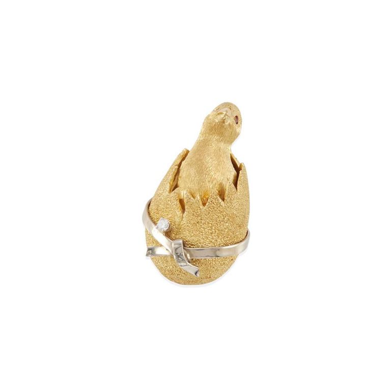 Ruby and Diamond Chick Brooch