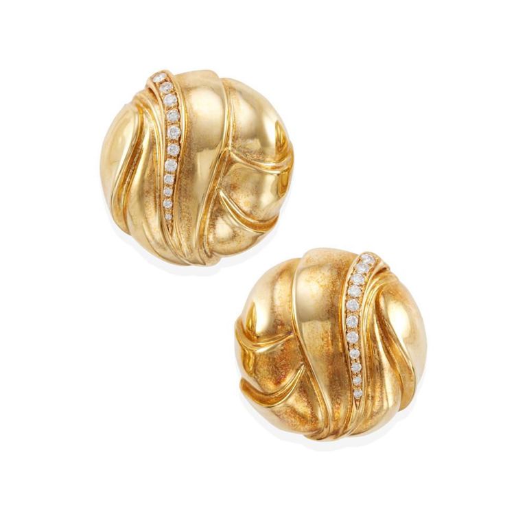 18k Yellow Gold Diamond Earclips