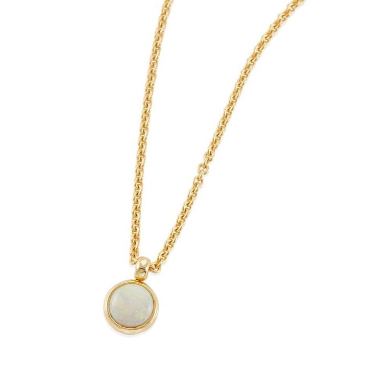 18k Yellow Gold Opal Pendant Necklace