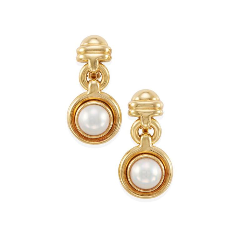 18k Yellow Gold Mabé Pearl Earclips