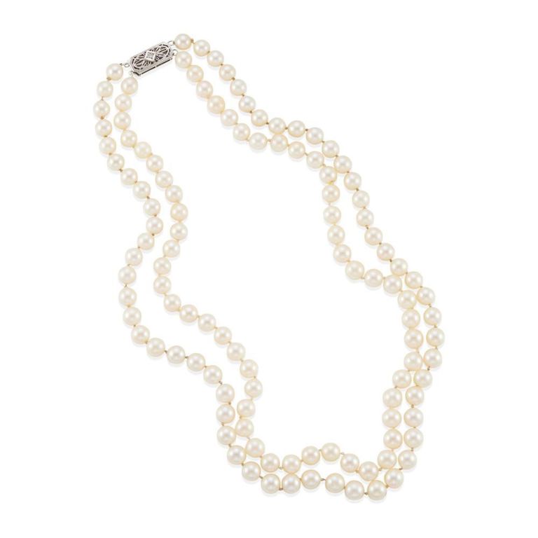 Cultured Pearl and Diamond Necklace