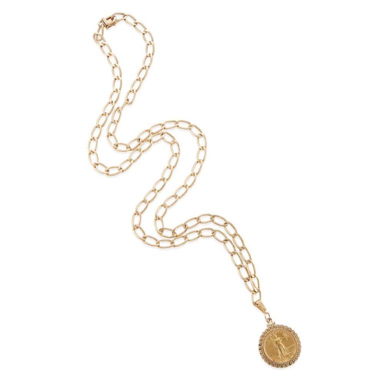 14k and 22k Gold Coin Pendant Necklace