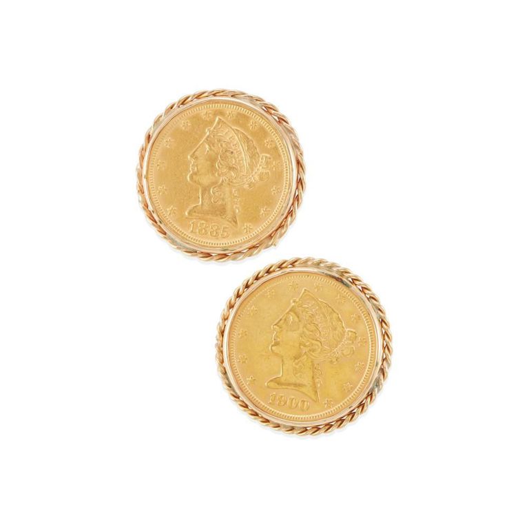 Pair of Gold Liberty Head Coin Cufflinks