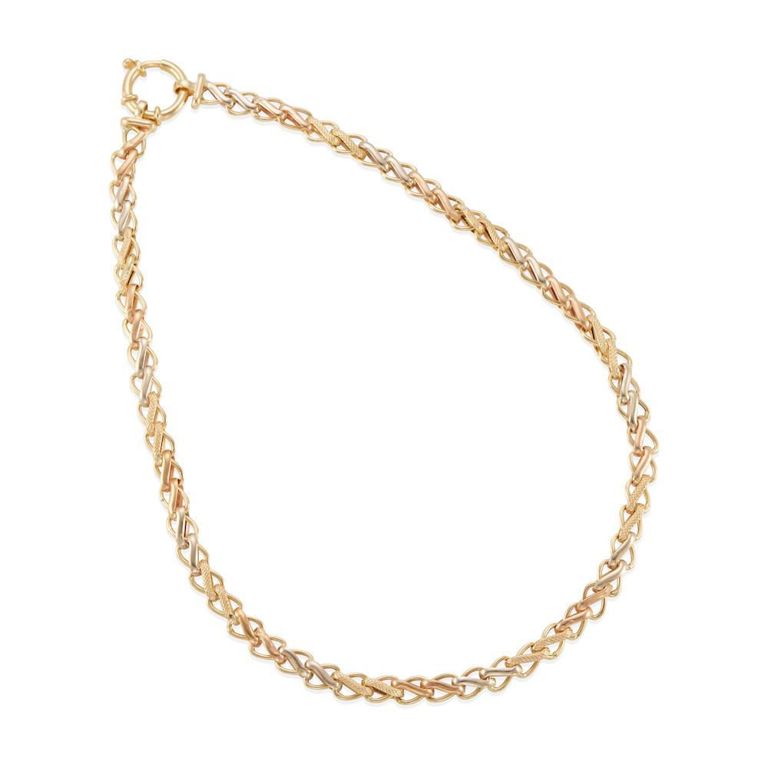 18k Tri-Color Gold Chain Necklace