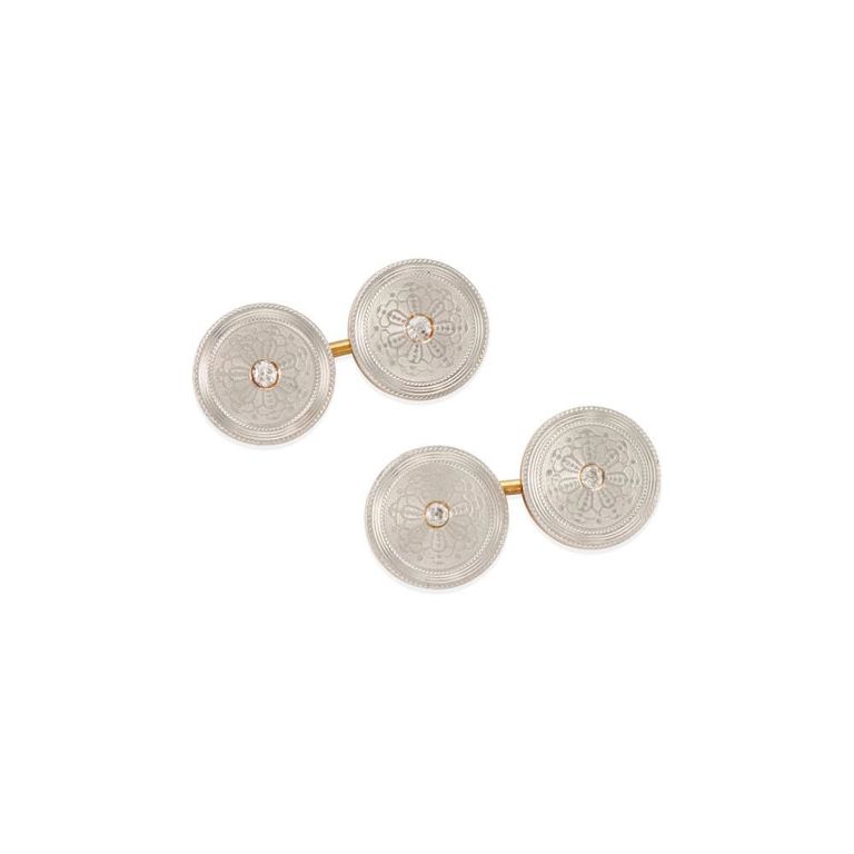 14k Gold and Platinum Diamond Cufflinks