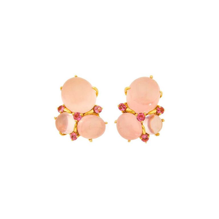 Rose Quartz, Moonstone and Tourmaline Earrings