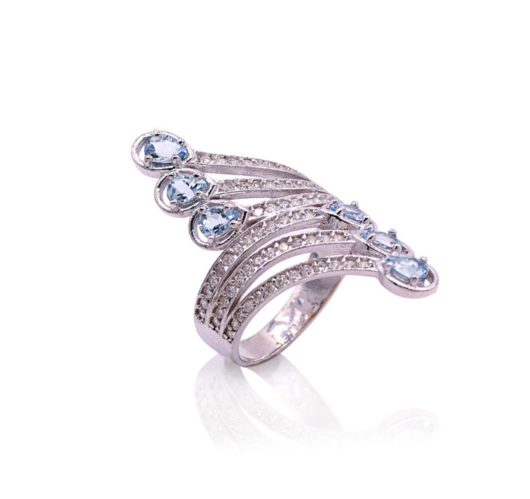 14k White Gold Aquamarine and Diamond Ring