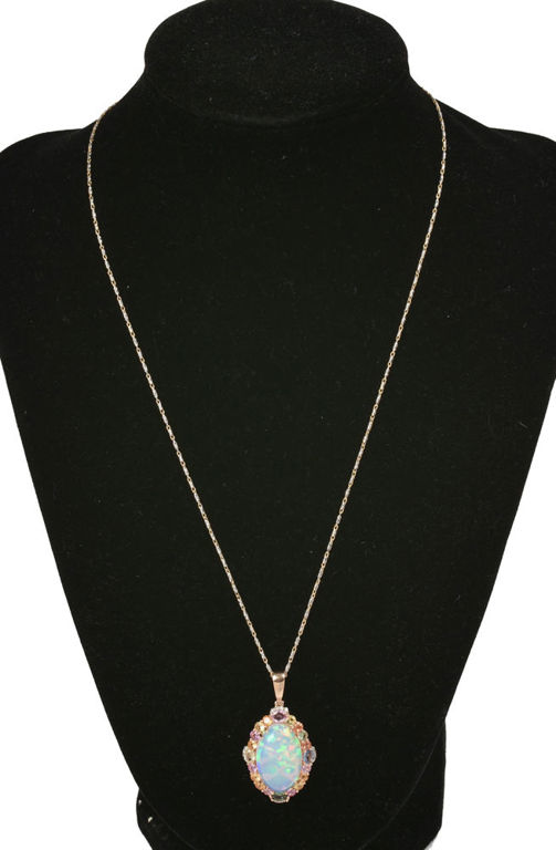 14k Yellow Gold Gem-Set Pendant Necklace