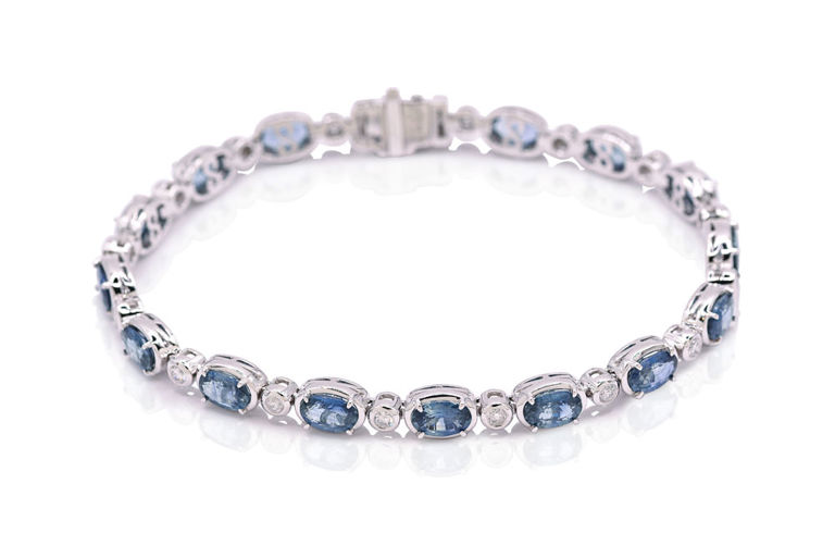 Platinum Sapphire and Diamond Bracelet