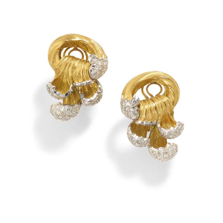 18k Bi-Color Gold Diamond Earrings