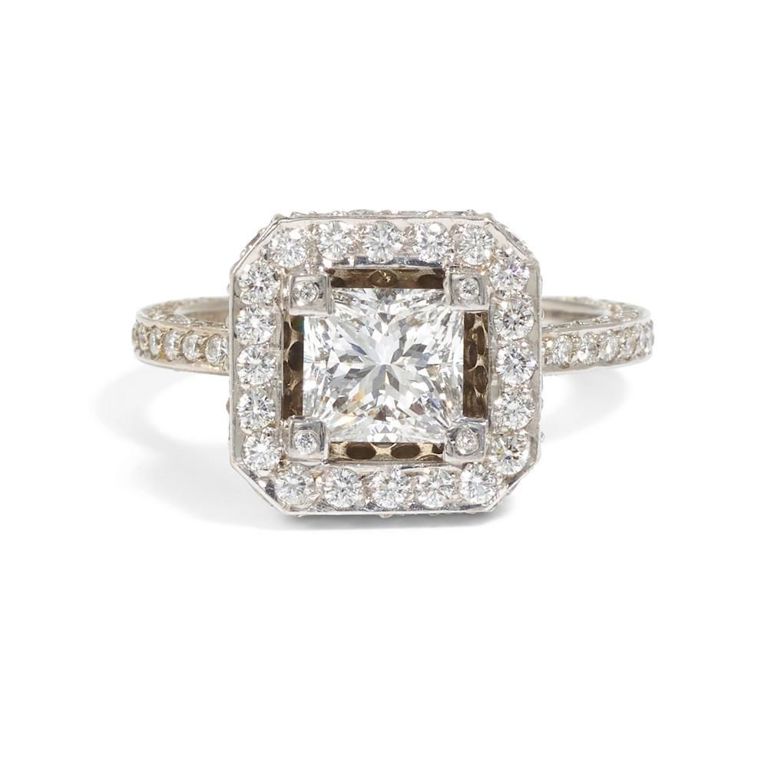18k White Gold Diamond "Baby Cup" Ring