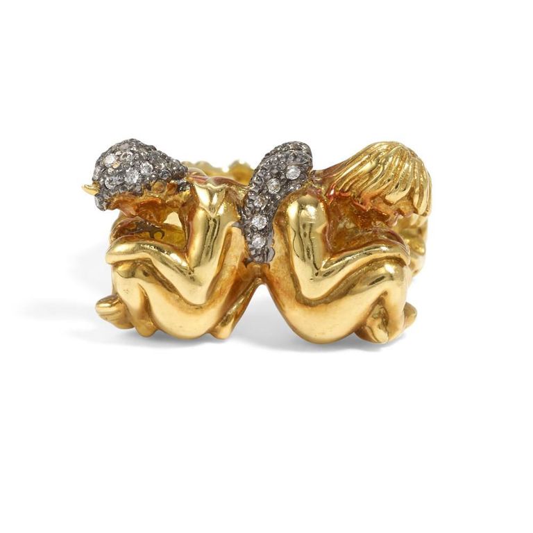 18k Bi-Color Gold Diamond Ring