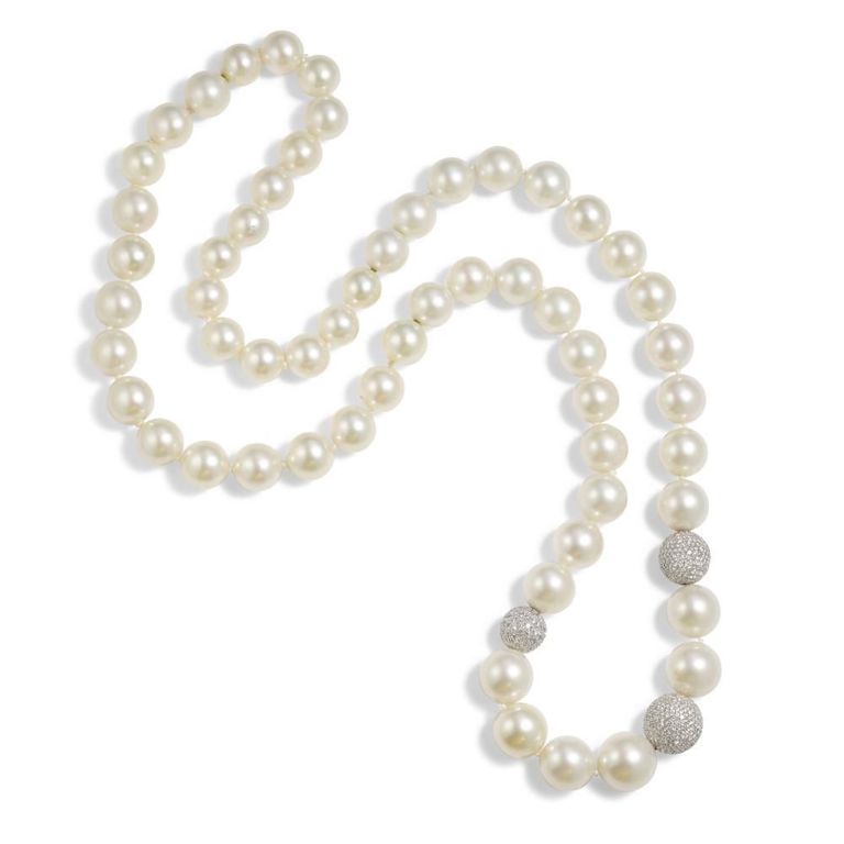 Cultured Pearl and Diamond Necklace