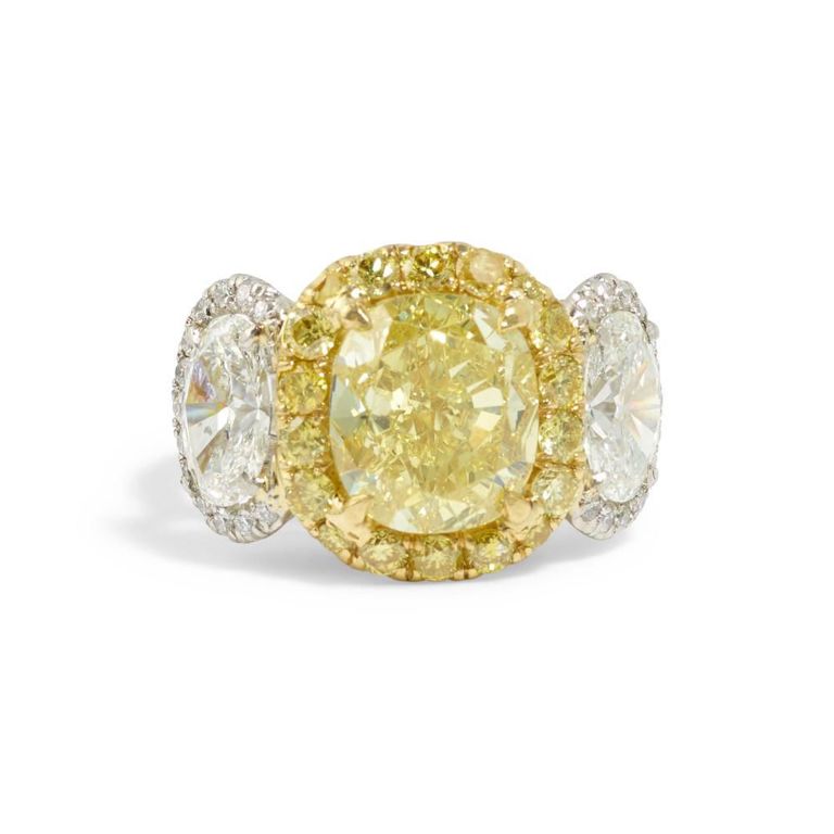 Fancy Yellow and White Diamond Ring