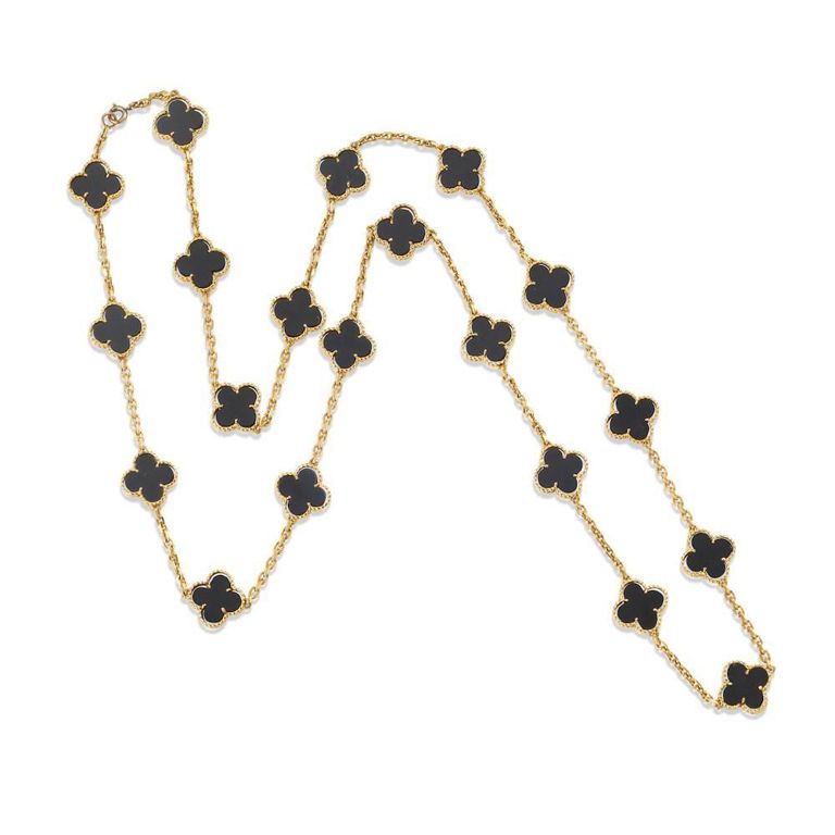 18k Gold Onyx "Alhambra" Necklace