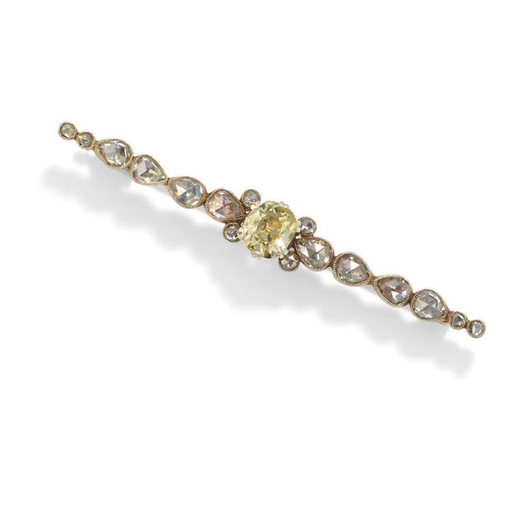 Platinum and 14k Gold Diamond Brooch