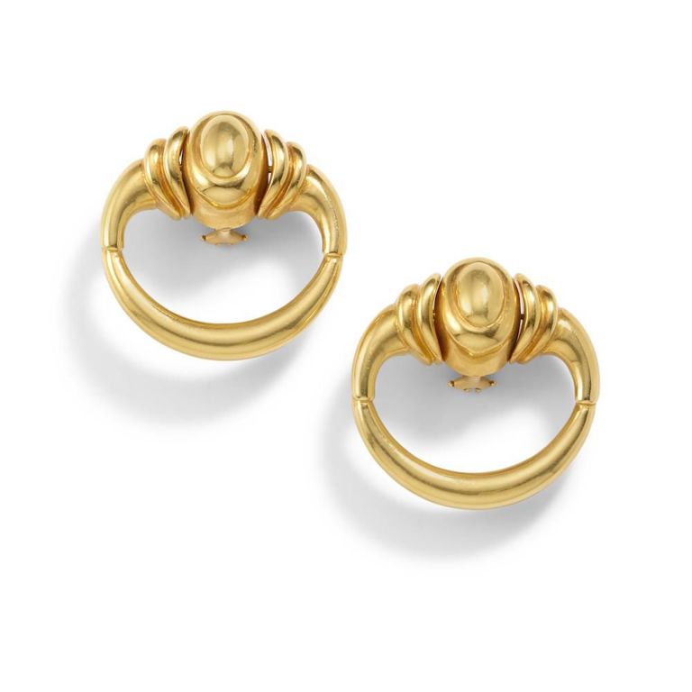 18k Gold "Doorknocker" Earclips