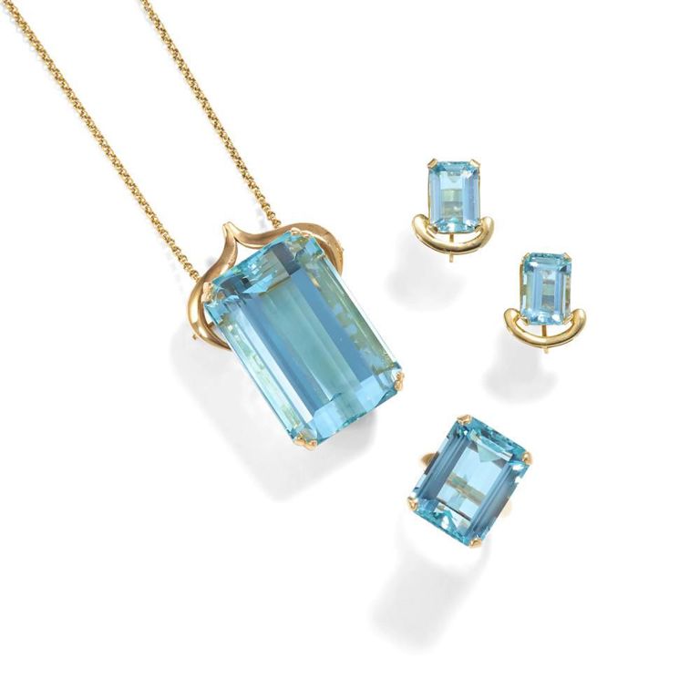 Group of 14k Gold and Aquamarine Jewelry