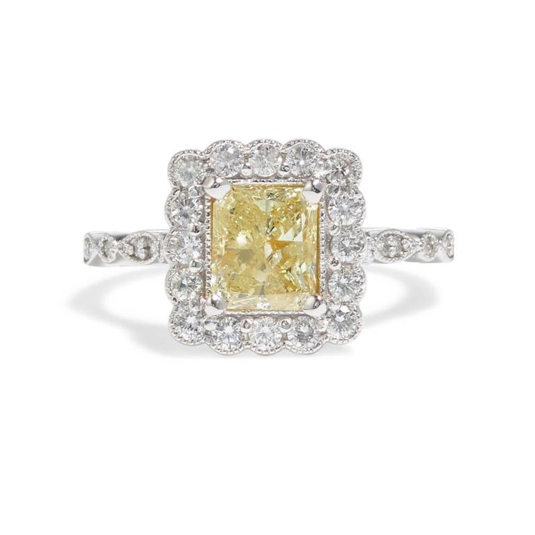 18k White Gold Yellow Diamond Ring