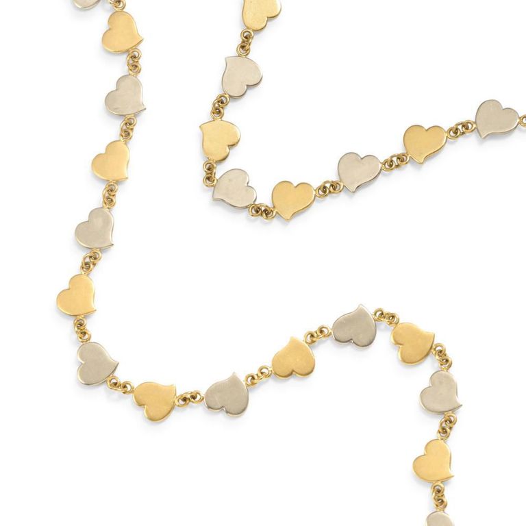18k Bi-Color Gold Heart Necklace