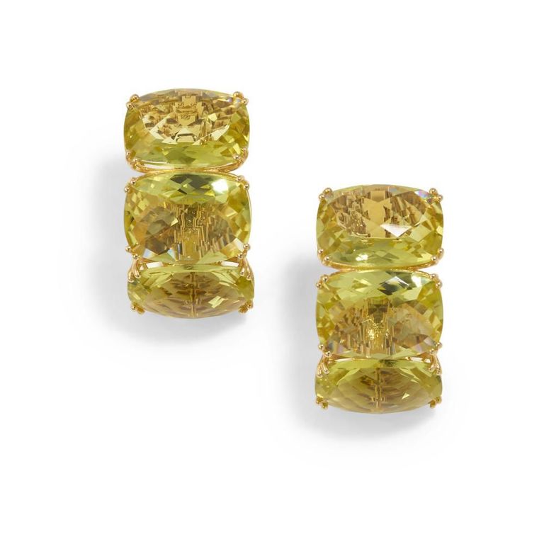 18k Gold Yellow Quartz Earrings