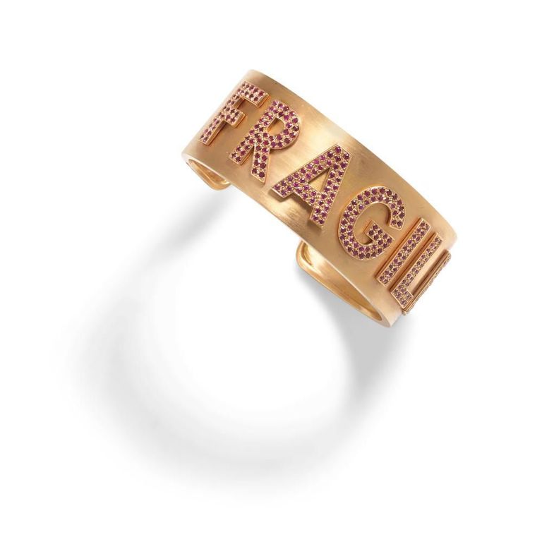 18k Rose Gold Ruby Cuff Bracelet