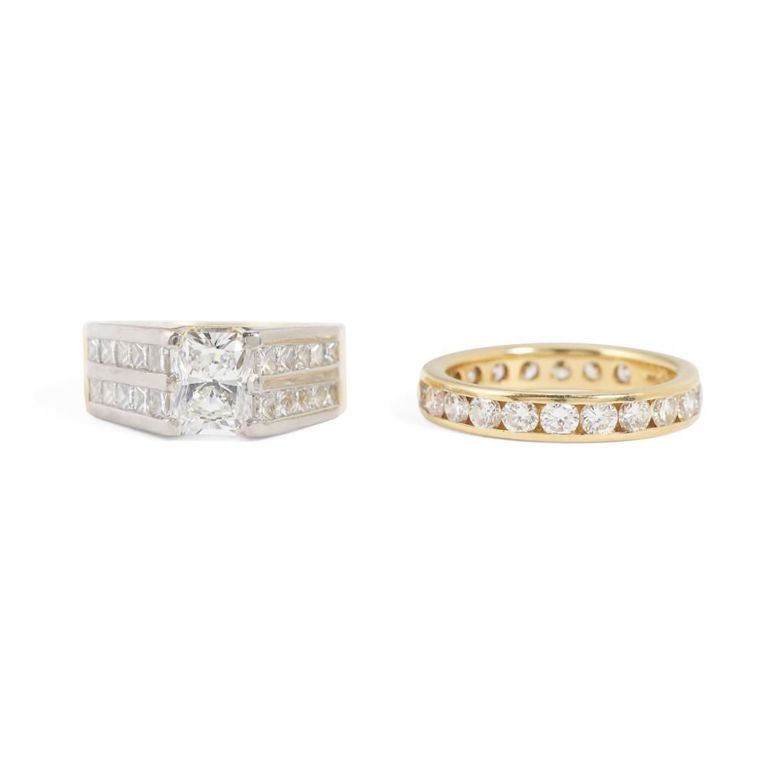 18k Gold and Platinum Diamond Rings