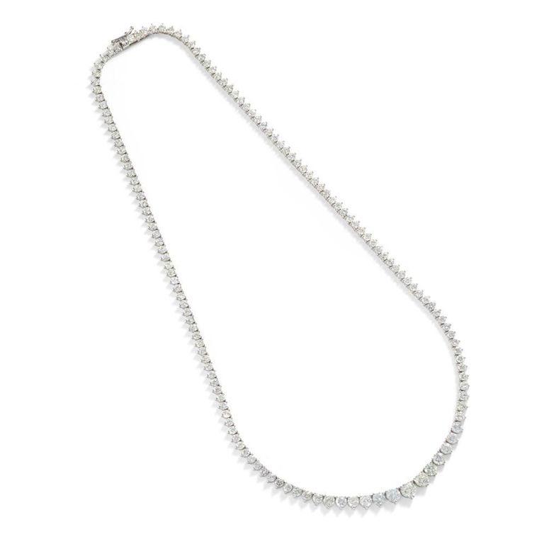 14k White Gold Diamond Riviera Necklace