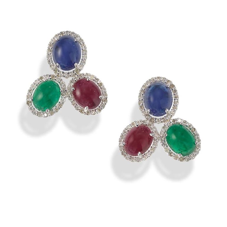 18k White Gold Gem-Set Diamond Earrings