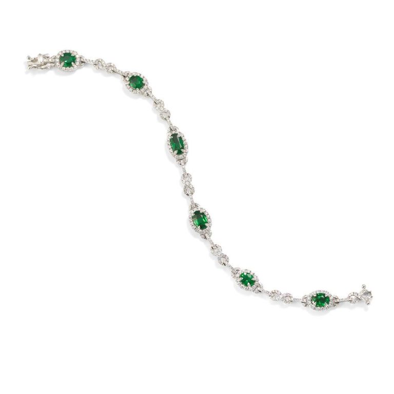 Tsavorite Garnet and Diamond Bracelet