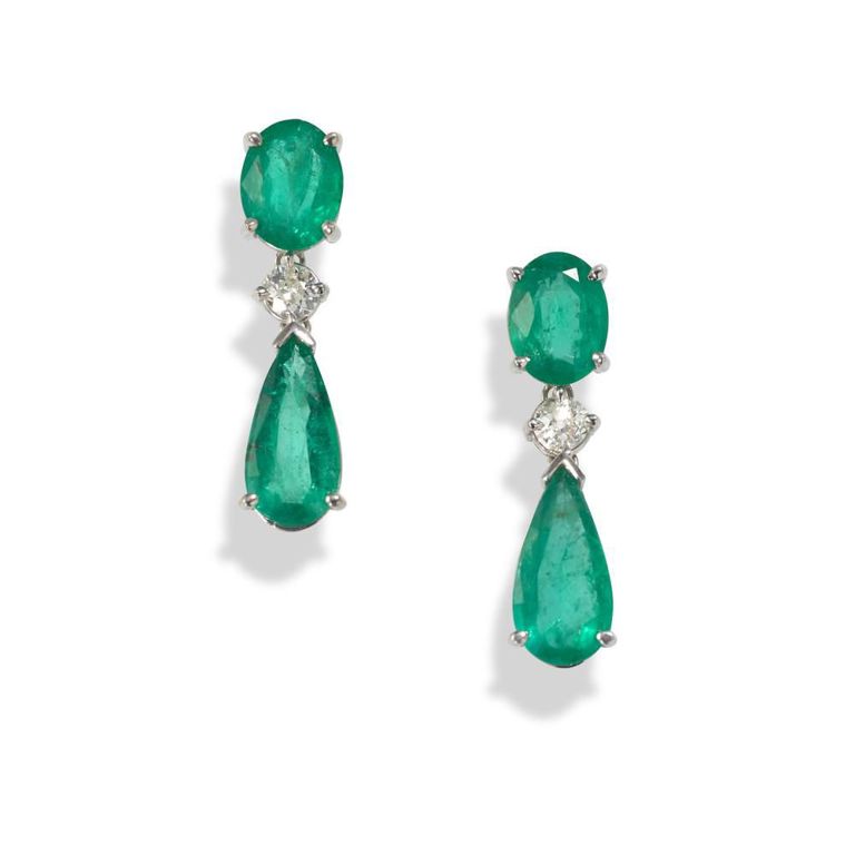 14k Gold Emerald and Diamond Earrings